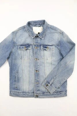 CABEZAS O COLA Dinero Denim Camionero Chaqueta Brillo Calavera Cabeza Dinero Lavado a Piedra L Foto 1 de 4