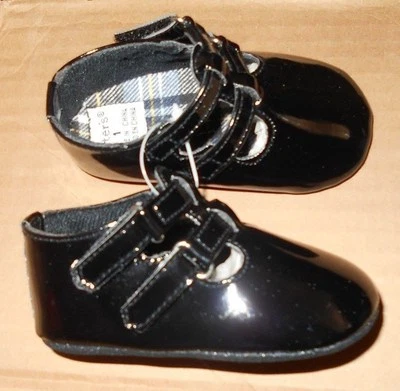 Lindos Zapatos Negros de Vestido Bebé Infantil Niña Vintage Cuero Sintético Doble Correas Talla 1 Foto 1 de 4