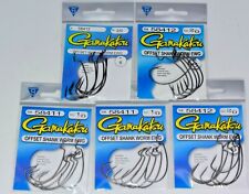 Five 6-Packs Gamakatsu Size 1/0 (2ea) & 2/0 (3ea) OFFSET SHANK WORM EWG Hooks