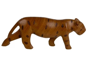 Leopardo africano de madera tallado a mano - Imagen 1 de 7