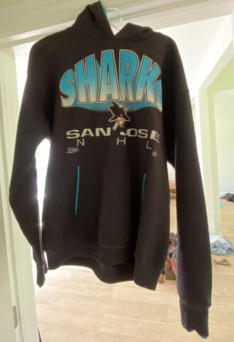 Vtg 90s San Jose Sharks Sweatshirt Large NHL Hockey USA Sweater Front Row Cover