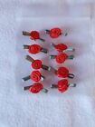JOHN LEWIS 10 x Small Satin Red Roses for Embellishment, Trimming, Finishing 