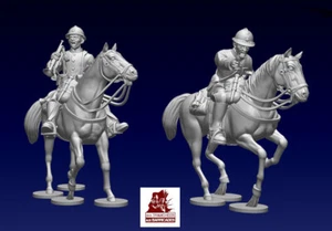 2x 28mm/1:56 Resina Primera Guerra Mundial Oficial de Caballería Francés y Corneta - Imagen 1 de 2