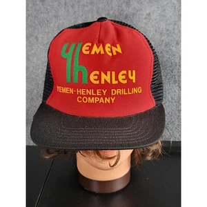 Vintage Trucker Hat Yemen Henley Drilling Company Snapback Cap USA Casual Work - Picture 1 of 8