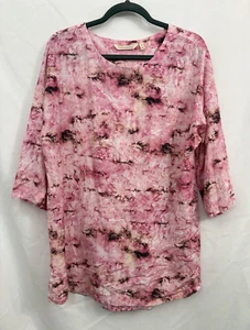 Top tunica stampa Abilene morbidi dintorni finta spacco schiena magenta donna taglia M - Foto 1 di 8