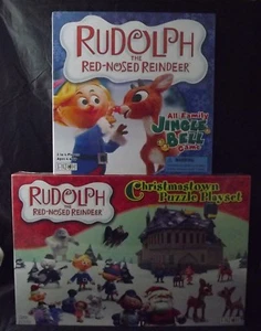 Rudolph El Reno Nariz Roja Jingle Bell Juego y Christmastown Puzzle Juego - Imagen 1 de 10