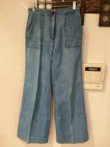 Vintage 70’s Bell Bottom High Rise Blue Jeans Denim Retro Disco 29”Wx30”L - Picture 1 of 7
