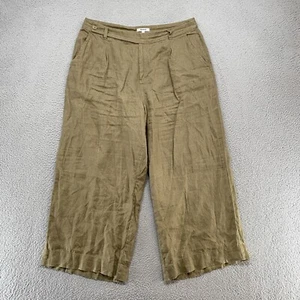 Madewell Linen Pants Womens 16 Petite Harlow Earthy Lagenlook Wide Leg High Rise - Picture 1 of 14