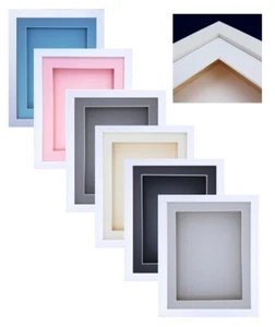 3D Flat White Wood Picture Lego Baby Cast Medal Craft Memory Display Box Frame - Picture 1 of 18