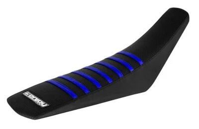 2011-2015 YAMAHA WR 450 F Seat Cover by Enjoy MFG ALL BLACK BLUE RIBS #152 - Image 1 of 4