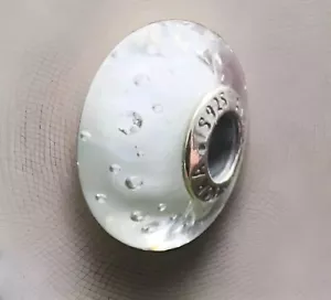 Original Pandora Murano Glas Charm 791617CZ Weiß Klar mit Zirkonia Glitzer Neu - Bild 1 von 17