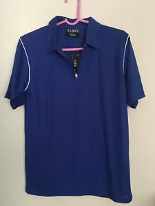 Numan Clásico Para Hombre 1/4 Cuarto Cremallera Polo Cuello Azul Camisa Informal WOW NUEVO - Imagen 1 de 3