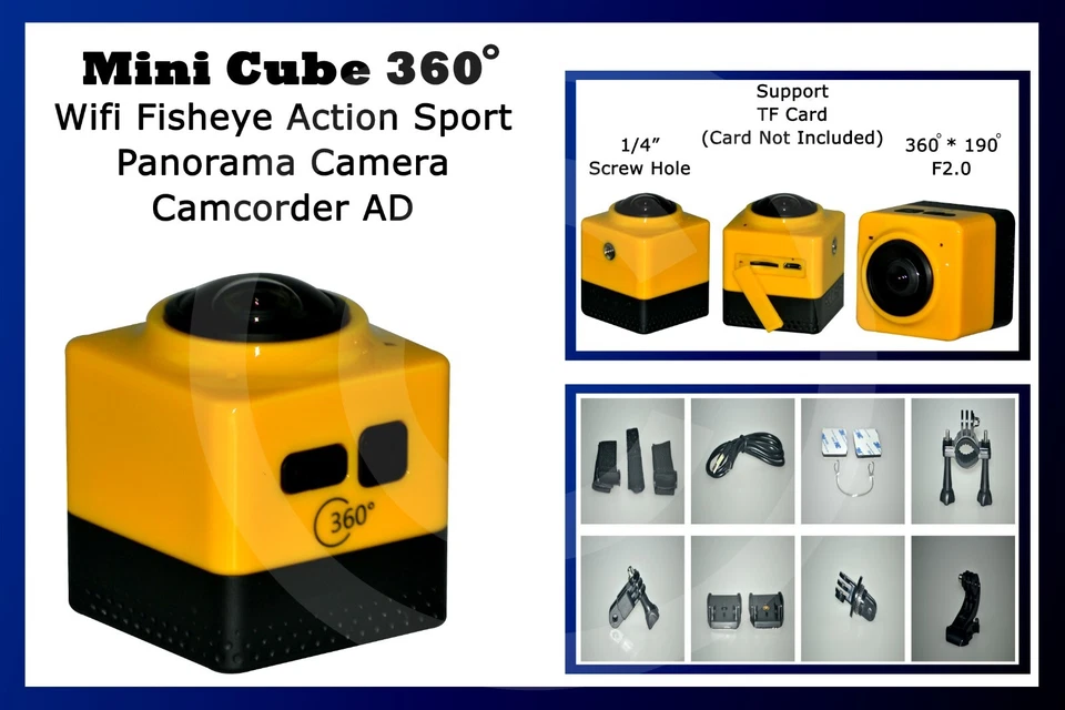 Mini cámara panorámica vista 360 grados - amarilla Foto 1 de 1