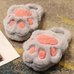Lindos Zapatillas de Peluche Pata de Gato Interior Invierno Cálidos Suaves Antideslizantes Zapatos para Casa - Imagen 1 de 20