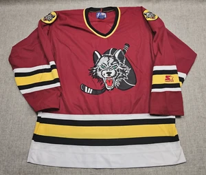 VTG Chicago Wolves Jersey Mens XL Maroon IHL Hockey Starter 1994 90s - Picture 1 of 8