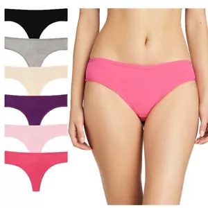 6 Lot Womens Cotton Yoga Thongs Seamless Underwear Basic Panties Plus Size 2XL - Picture 1 of 8
