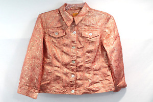 Ruby Rd Blazer Jacket size 12 Orange Gold Collar Pocket Long Sleeve Button Up