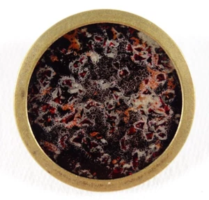 Diseño Antiguo Bajo Vidrio Negro Rojo y Plata Brillo Latón Borde Tambor Botón 1" - Imagen 1 de 4