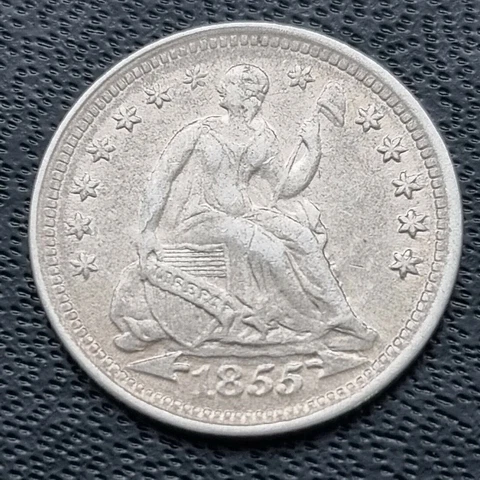 1855 Seated Liberty Half Dime 5c High Grade AU ++ #41389 Cover