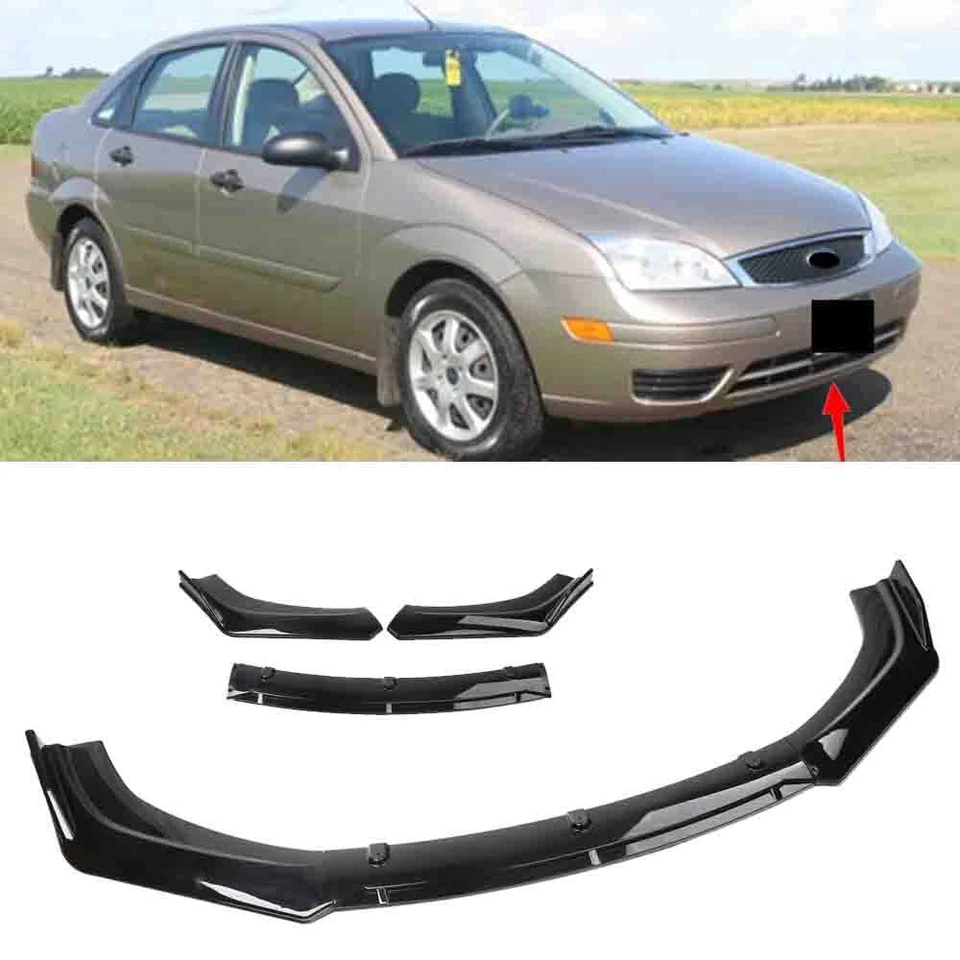 For Ford Focus 2000-2007 Front Bumper Lip Spoiler Splitter Body Kit Glossy Black - Imagem 1 de 4