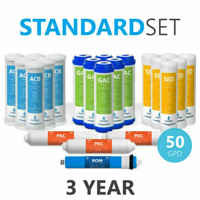 Express Water FLTSETC6S6G6I3M50 3 Year Reverse Osmosis System Replacement Filter Set