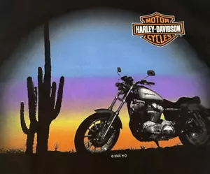 Camicia Harley Davidson vintage 2000 da uomo Cactus SW Desert Sunset XL Calif USA NUOVA CON ETICHETTE! - Foto 1 di 10