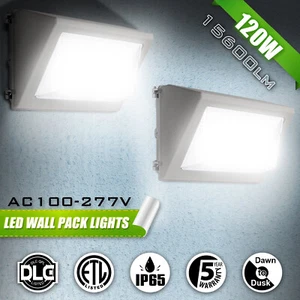 2 Pack 120W LED Wall Pack Light Outdoor Warehouse Garage Factory IP65 Waterproof - Picture 1 of 13