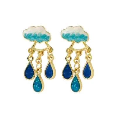 Cute Rainy Cloud Earrings Drop Oil Ear Jewelry Tassel Earrings Creative Gift - Image 1 of 4