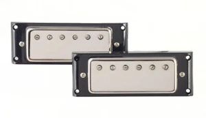 Mini Humbucker Tonabnehmer - 4 Leiter Verkabelung - Nickelabdeckungen und Grundplatten - Bild 1 von 2