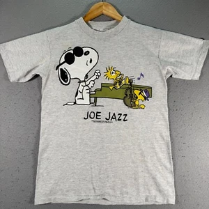 Vintage Joe Jazz T-Shirt Youth Medium Gray Graphic Peanuts USA Single Stitch - Picture 1 of 14
