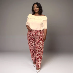 ROCKTHOSECURVES MUJER SEÑORA VINO TALLA GRANDE PANTALONES CINTURA ELÁSTICA PANTALONES - Imagen 1 de 5
