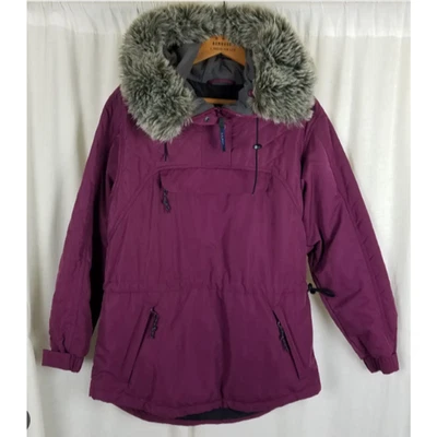 Vintage Women's Purple LL Bean fur Hooded Anorak Pullover Jacket Small 4-8 - Image 1 of 4