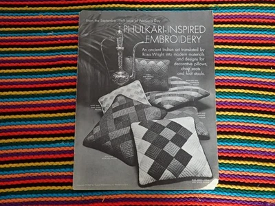 Phulkari-Inspired Embroidery 1969 Woman's Day Insert Pamphlet Booklet - Image 1 of 4