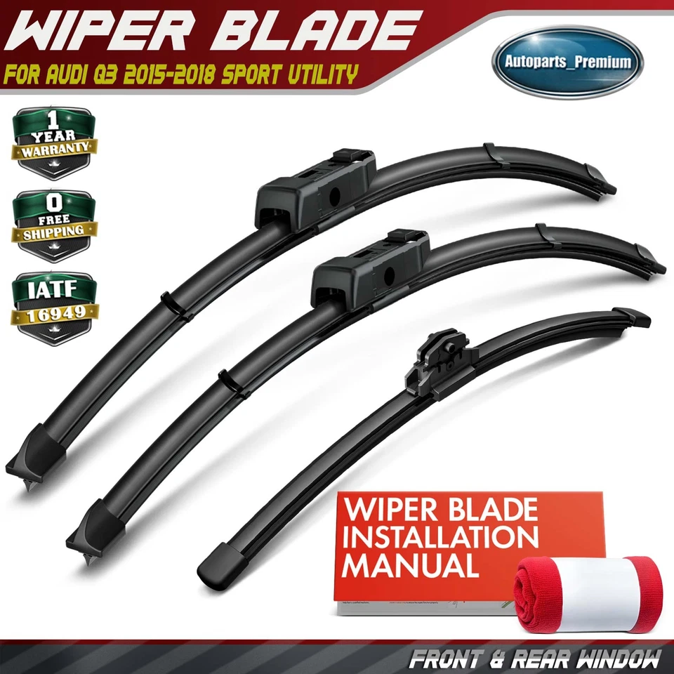 Лопасти стеклоочистителя ветрового стекла 24 дюйма, 21 дюйм и 15 дюймов для Audi Q3 15-18 Sport Utility 3 шт. - Изображение 1 из 4