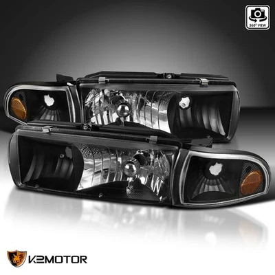 Fits 1991-1996 Chevy Caprice 94-96 Impala Black Headlights+Corner Parking Lamps Foto 1 de 4