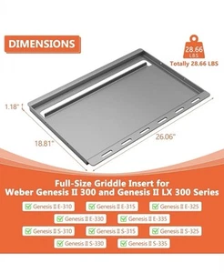 Full Size Grill Griddle Einsatz für Weber Genesis II 300 und Genesis II E&S 310 - Bild 1 von 8
