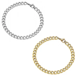 Bracciale Unisex Maglia Cubana 10 mm in Acciaio Inossidabile - Picture 1 of 5