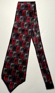 Corbata de seda para hombre Jerome Garcia aviones flotantes rojo gris negro - Imagen 1 de 6