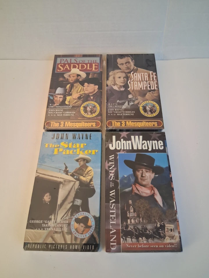 4 VHS: Santa FE Stampede/ Winds of the Wasteland/Pals Of The Saddle/See Descr  - Image 1 of 4
