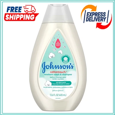 Johnson's CottonTouch Bebé Recién Nacido Jabón Corporal y Champú Piel Sensible, 13.6 Floz Foto 1 de 4