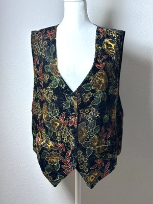 Chaleco para mujer vintage Narciso chaleco de terciopelo negro talla 1X Foto 1 de 4