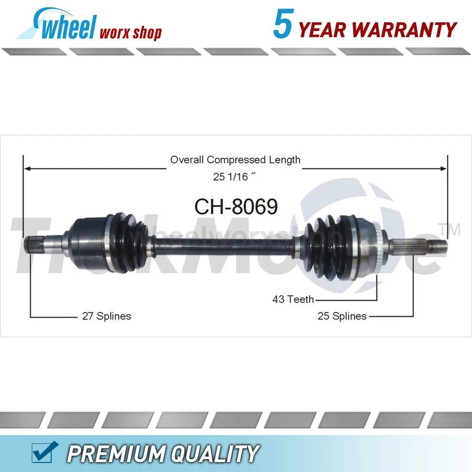 Передний левый вал оси CV подходит для Mitsubishi Galant 3,0 л полный привод 1999-00 2001 2002 2003 - Изображение 1 из 1