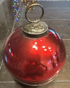 New Pottery Barn Ornament Candle Pot Red Christmas Snow Currant Glass - Picture 1 of 7