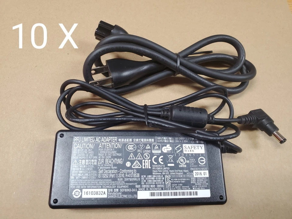 (Lote de 10) Adaptador/escáner cargador de CA Fujitsu OEM FI6130 fi6140 Z fi7160 6240 Foto 1 de 2