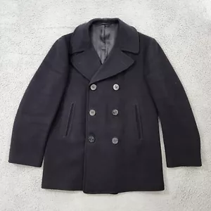 Vintage US Navy Pea Coat Mens 40R Wool Kersey Blue Pembroke Issued Double Breast - Picture 1 of 16