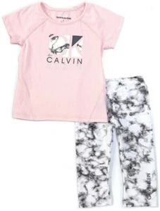 Calvin Klein Little Girl's Groovy Short Sleeve Logo Tee & Tie Dye Legging Set-5 - Picture 1 of 3