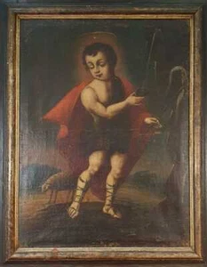 ENFANT JESUS. LE BON BERGER. HUILE SUR TOILE. ANONYME XVIII-XIXÈME SIECLE. - Picture 1 of 1