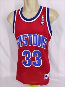 Vintage 90's Champion Jersey Detroit Pistons  Grant Hill #33,Color:Red,Size:40