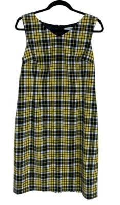 Vestido midi para mujer Pendleton amarillo a cuadros sin mangas hasta la rodilla talla 10 Foto 1 de 4