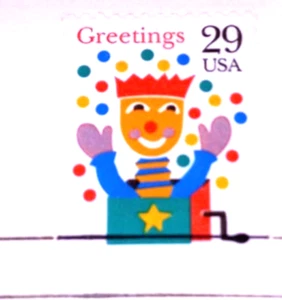 Christmas 1993 - Jack-in-the-Box 22kt Gold Replica Stamps - no card - SEE BELOW - Picture 1 of 4